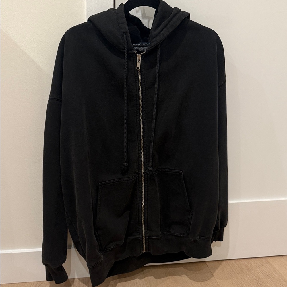 Brandy Melville Black Zip-Up Hoodie